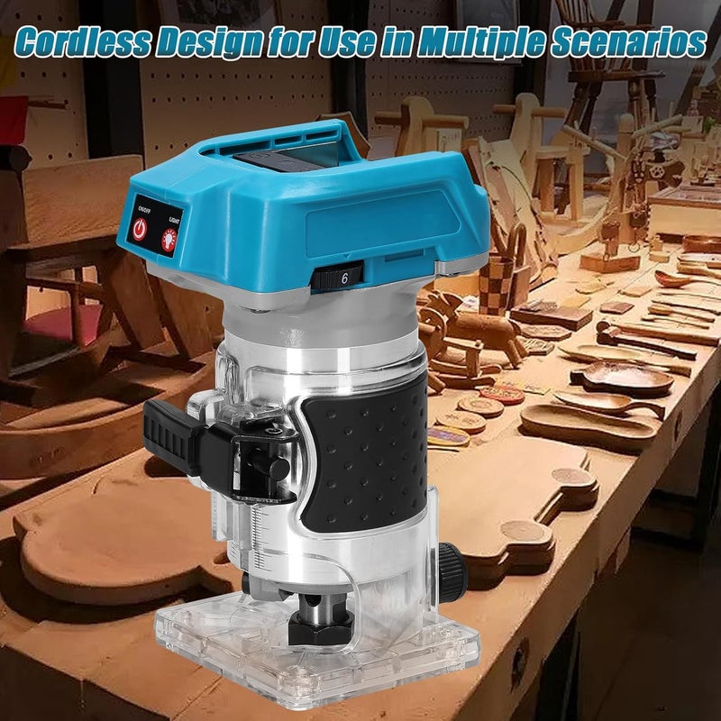 weitol 18V 18000RPM Brushless Trim Router, Wood Trimmer - 6.35mm Trim Diameter Cordless Palm Router, 6 Level Speed Adjustable (Tool Only) - Image 4